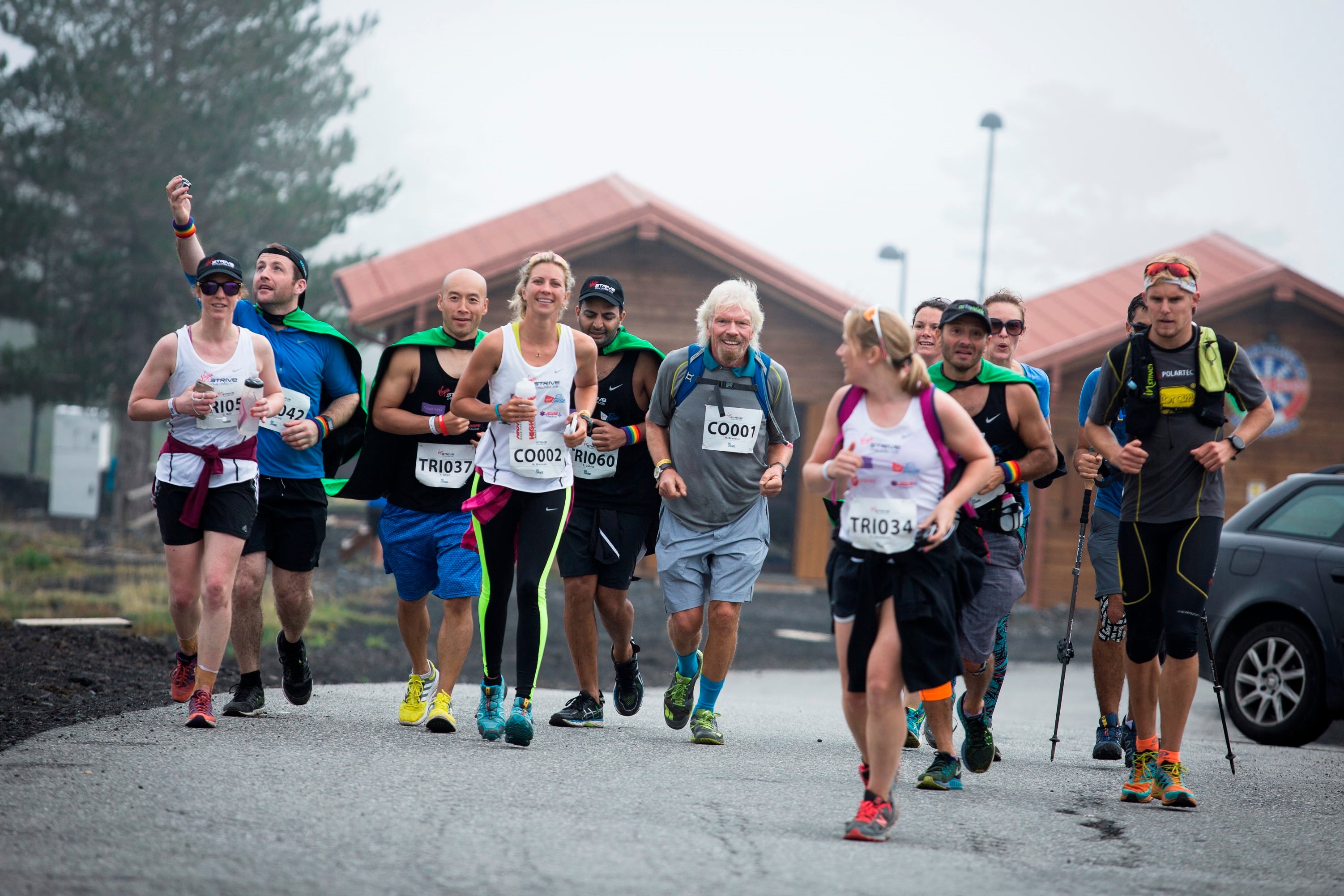 Richard Branson virgin strive challenge 2016 run mt etna Richard Branson virgin strive challenge 2016 run mt etna