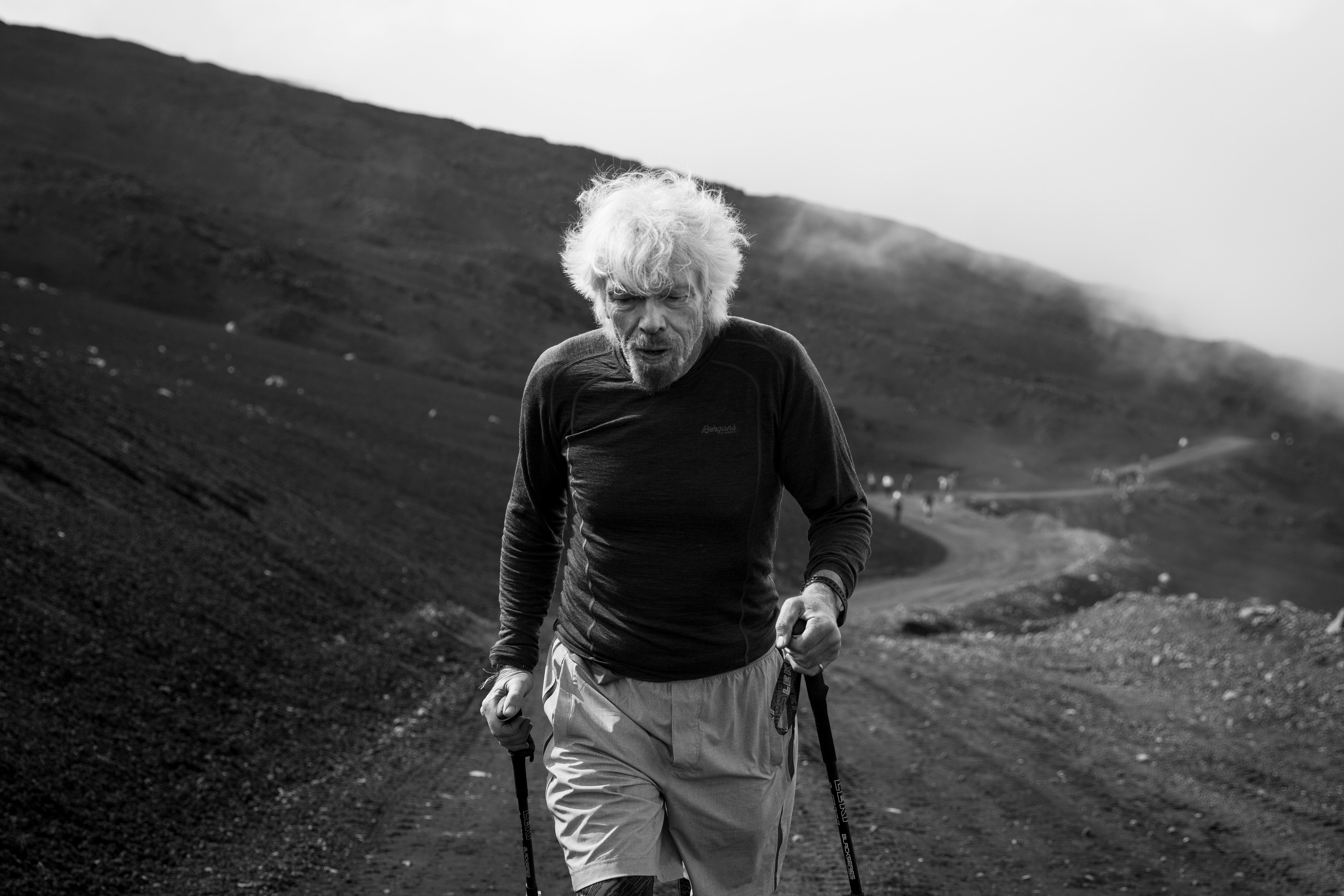 Richard Branson virgin strive challenge 2016 HIKE mt etna Richard Branson virgin strive challenge 2016 HIKE mt etna
