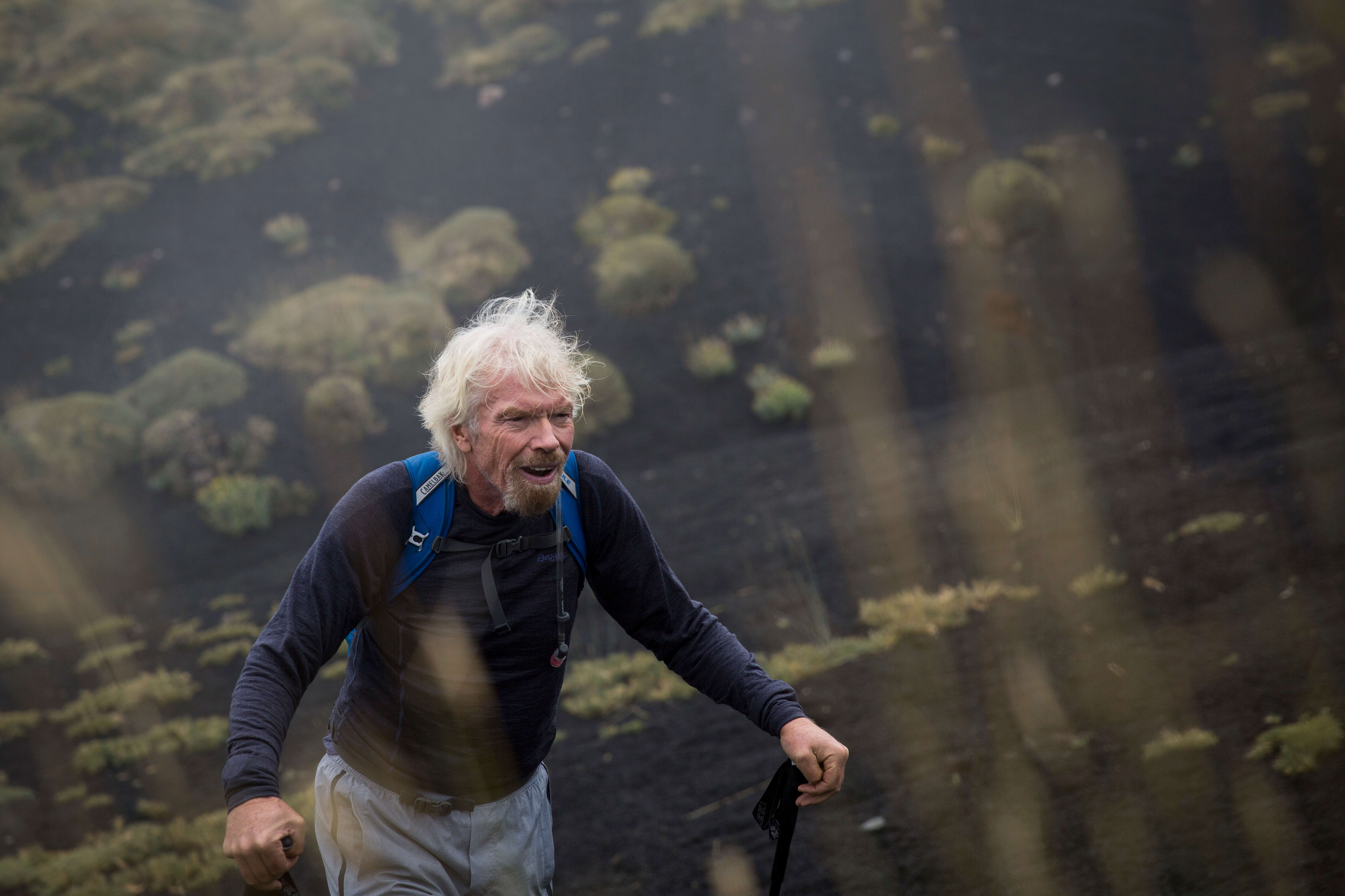 Richard Branson virgin strive challenge 2016 HIKE mt etna Richard Branson virgin strive challenge 2016 HIKE mt etna