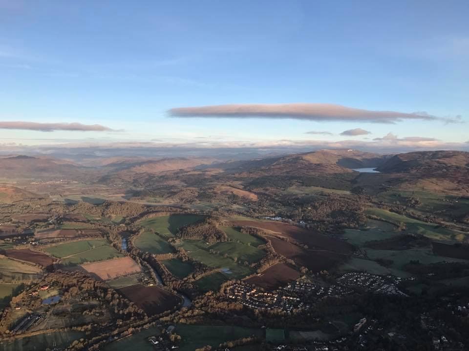 The view from Kate's balloon as it flies over Perth, Scotland.