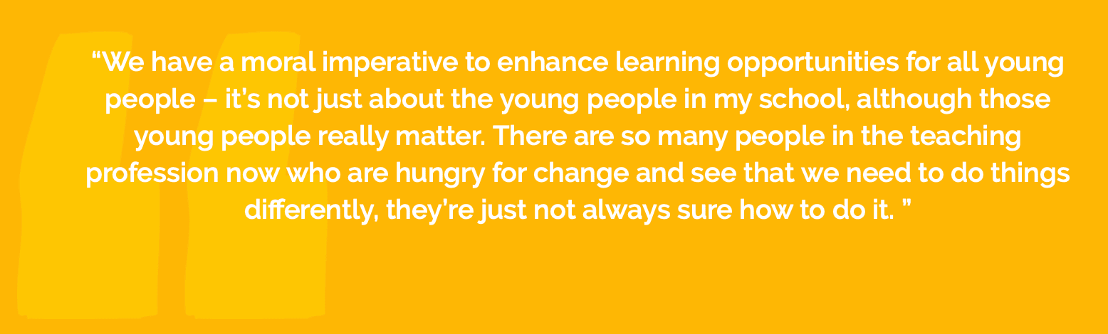 Stacey Quince quote from the Big Change Reimagining Education report Stacey Quince quote from the Big Change Reimagining Education report