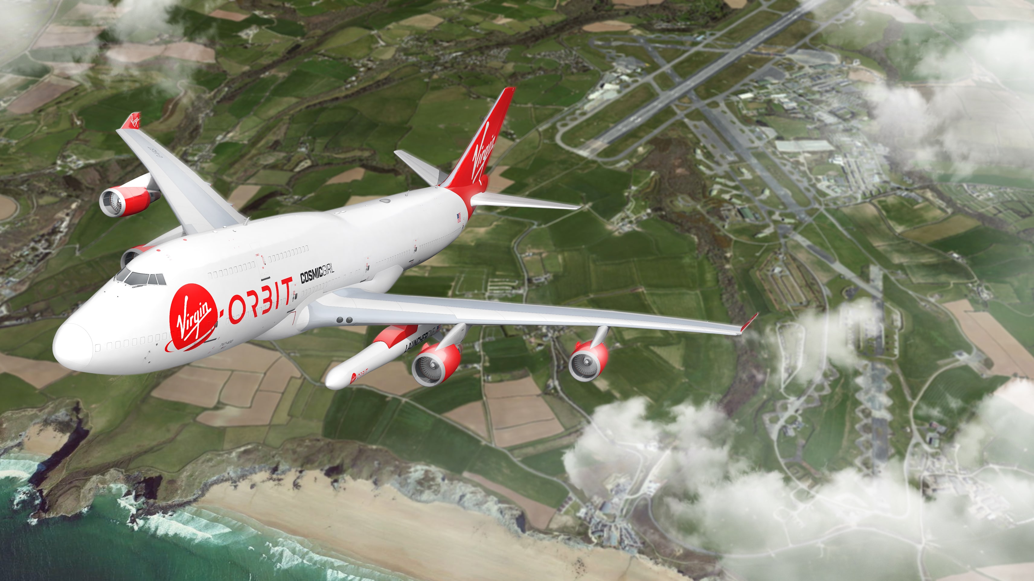 A render of Cosmic Girl taking off from Spaceport Cornwall A render of Cosmic Girl taking off from Spaceport Cornwall