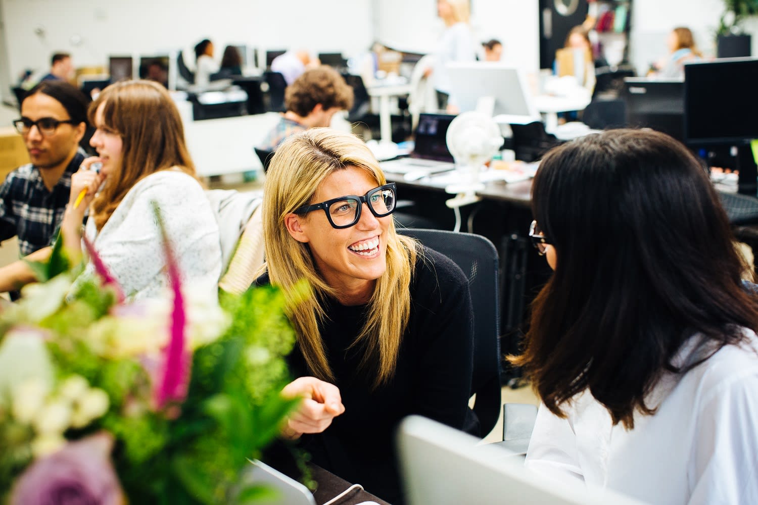 Pip Jamieson in The Dots office Pip Jamieson speaks to colleagues in The Dots office