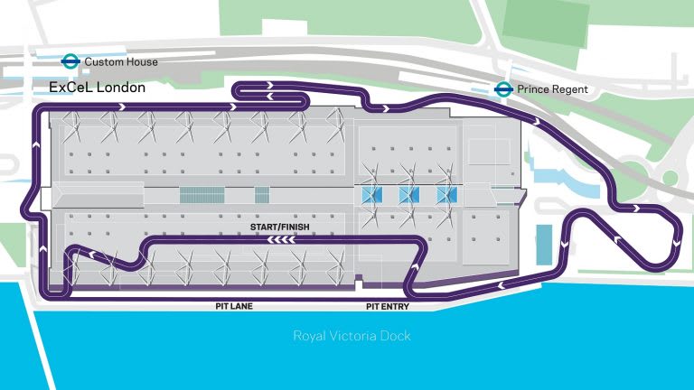 Map of the circuit for the London E-Prix Map of the circuit for the London E-Prix
