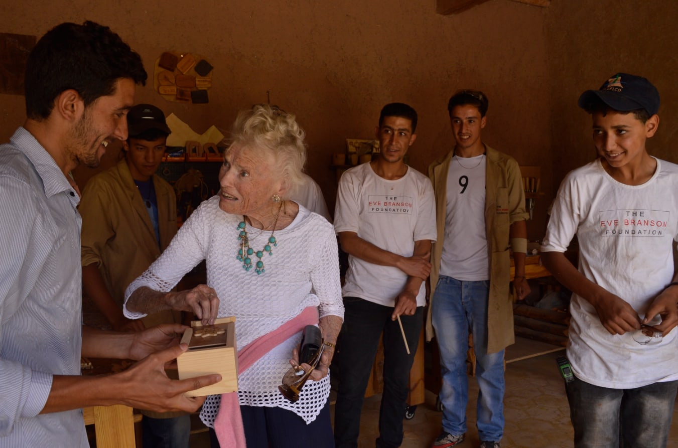 Eve Branson with TWC Woodwork Trainee's - EBF Eve Branson with TWC Woodwork Trainee's in Morocco