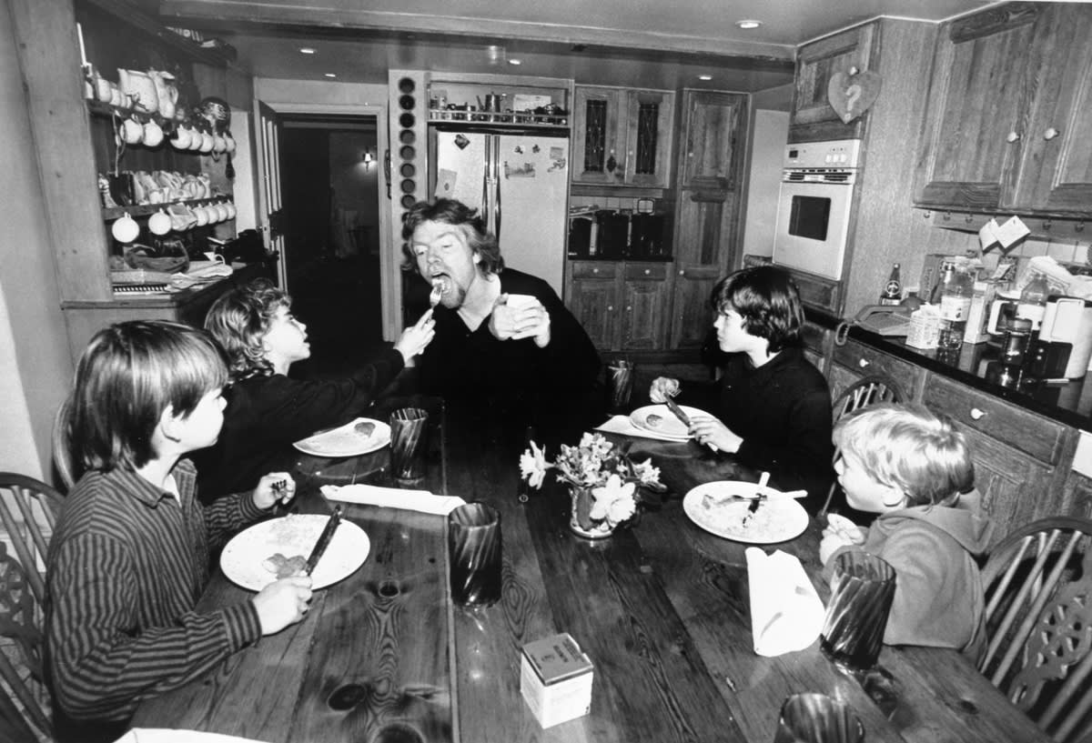 Holly Sam and Richard at the dinner table Holly, Sam and Richard Branson at the dinner table