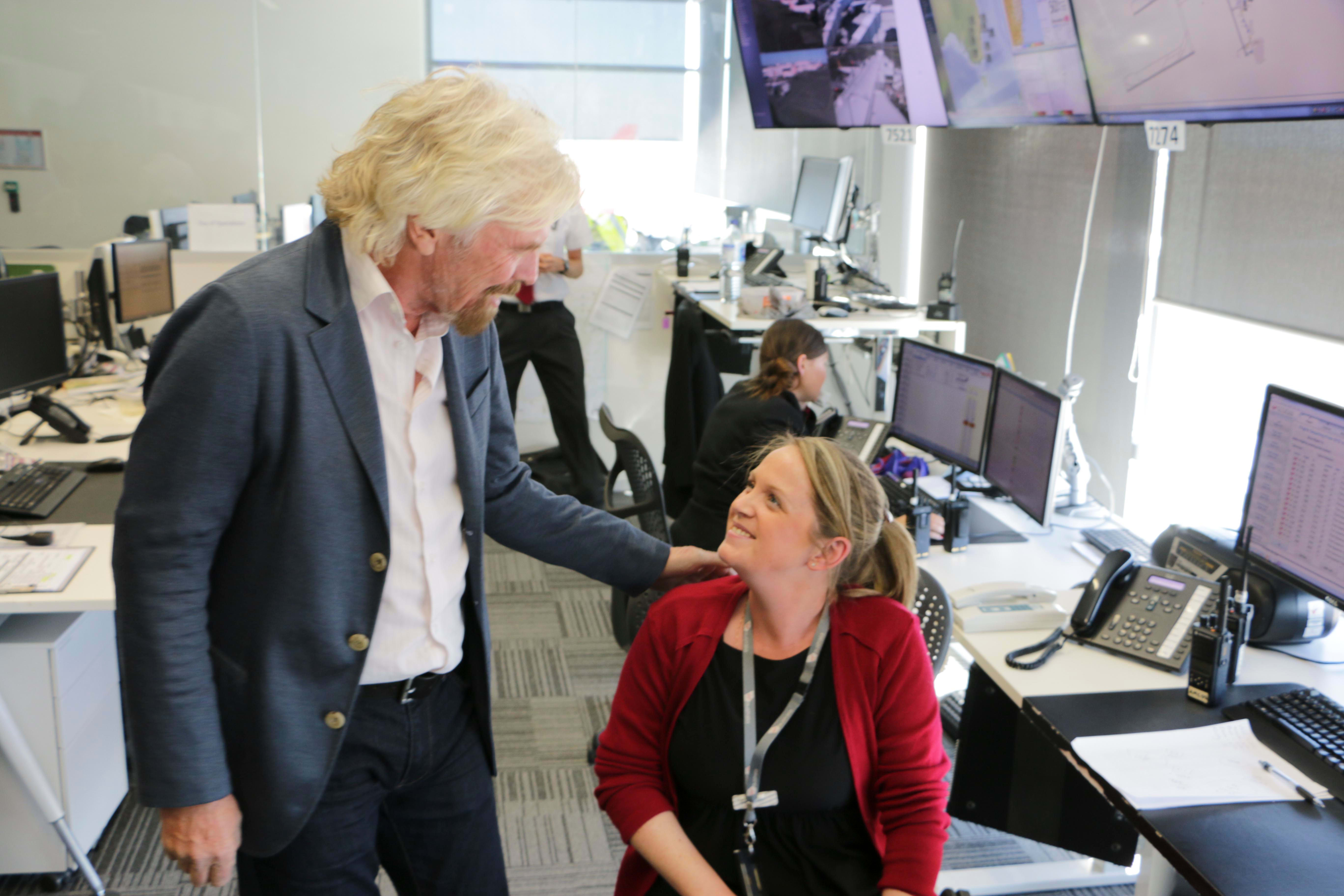 Richard Branson Virgin Australia staff Richard Branson Virgin Australia staff