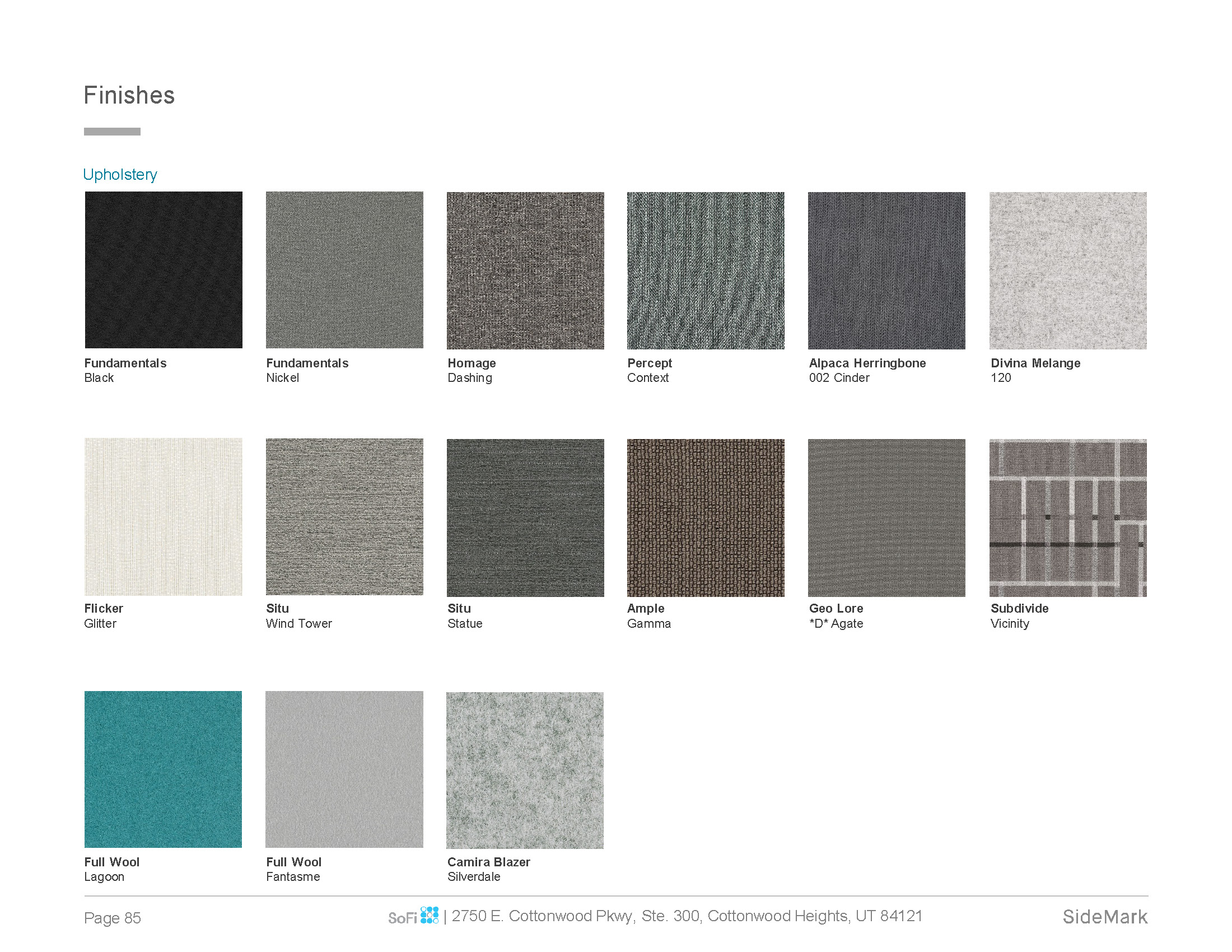 standards fabric inventory page