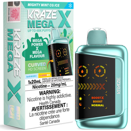 Kraze Mega X 48K Disposable Vape: Mighty Mint CG Ice (20mL) | 180