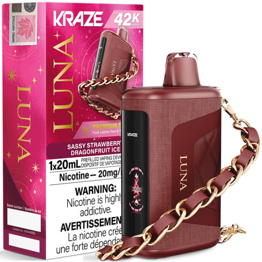 Kraze Luna Vape Jetable : Glace Razz Bleu Saphir (20mL) | 180 Smoke