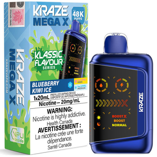 Kraze Mega X 48K Disposable Vape: Blueberry Kiwi Ice (20mL) | 180
