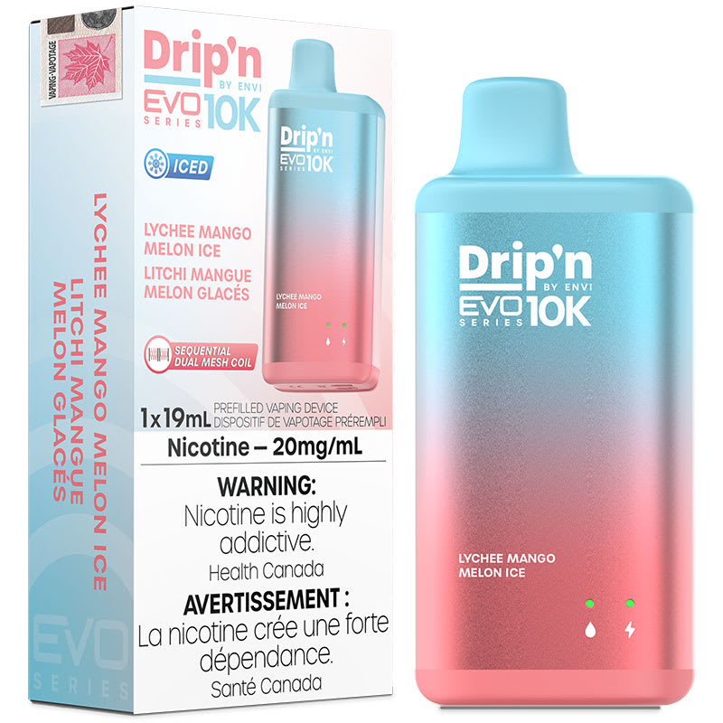 Drip'n EVO 10K Disposable Vape: Lychee Mango Melon Ice (1pk)