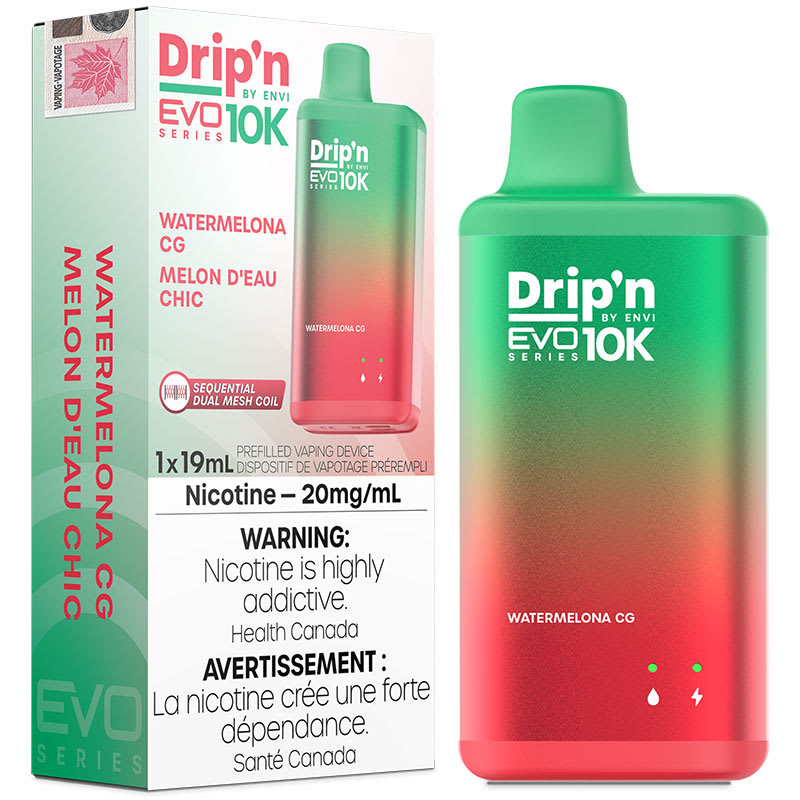 Base Product Image: Drip'n EVO 10K Disposable Vape: Watermelona CG (1pk)