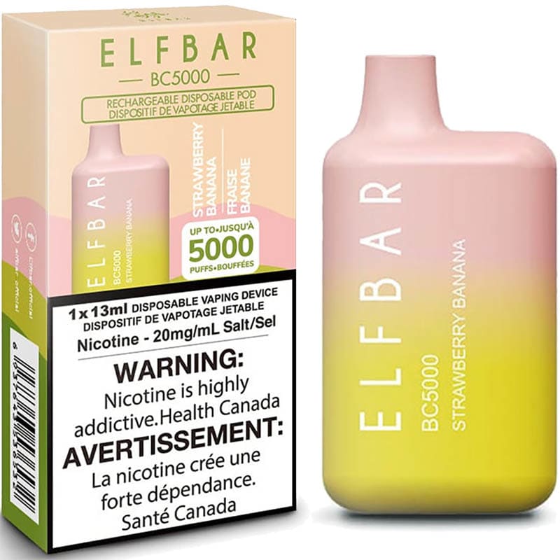 Base Product Image: Elfbar BC5000 Disposable Vape: Strawberry Banana (1pk)