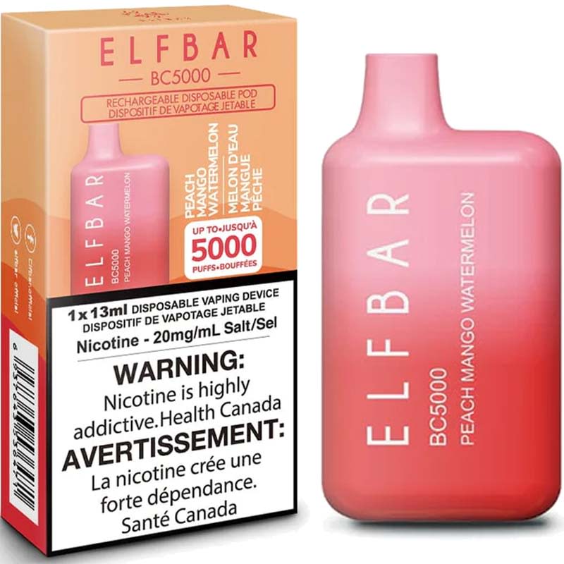 Base Product Image: Elfbar BC5000 Disposable Vape: Peach Mango Watermelon (1pk)