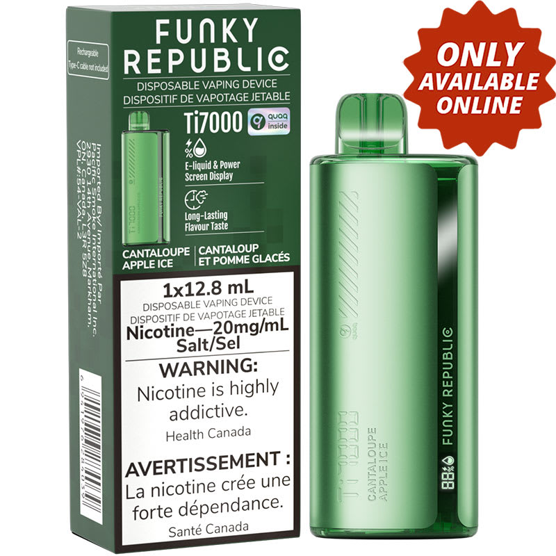 Base Product Image: Funky Republic Ti7000 Disposable Vape: Cantaloupe Apple Ice (1pk)