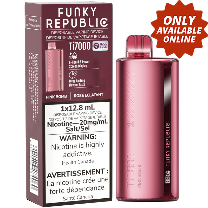 Base Product Image: Funky Republic Ti7000 Disposable Vape: Pink Bomb (1pk)