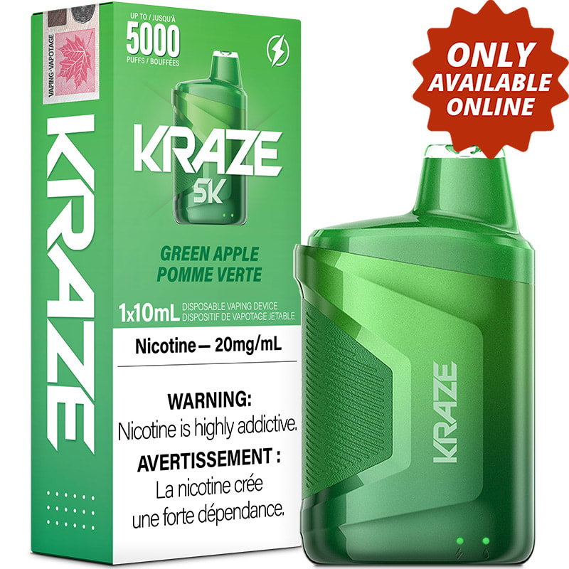 Base Product Image: Kraze 5000 Disposable Vape: Green Apple (1pk)