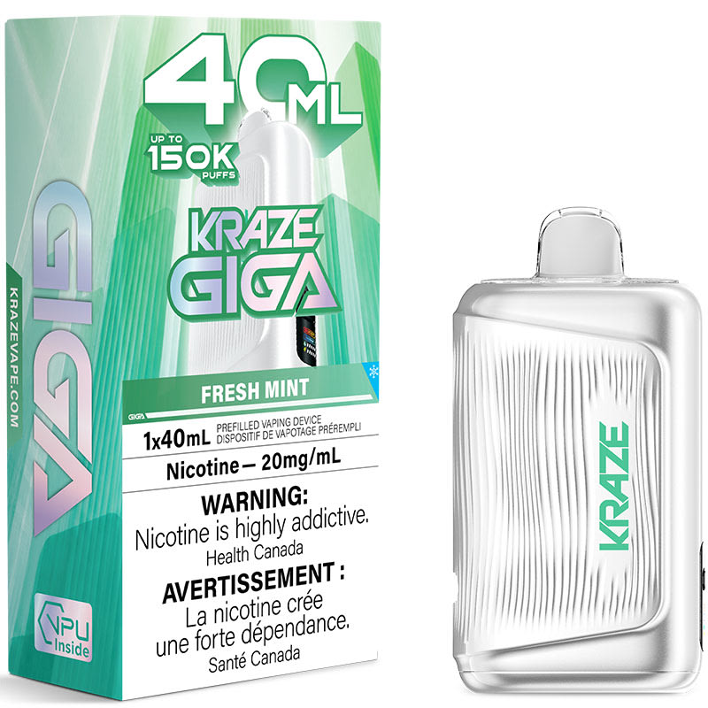 Base Product Image: Kraze Giga 150K Disposable Vape: Fresh Mint (40mL)