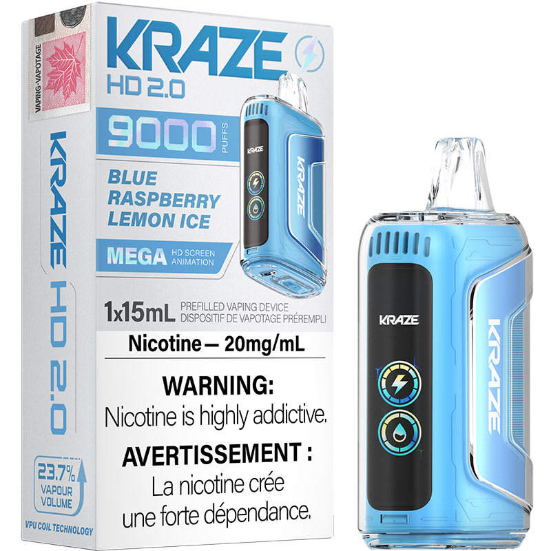 Kraze HD 2.0 Disposable Vape: Blue Razz | 180 Smoke