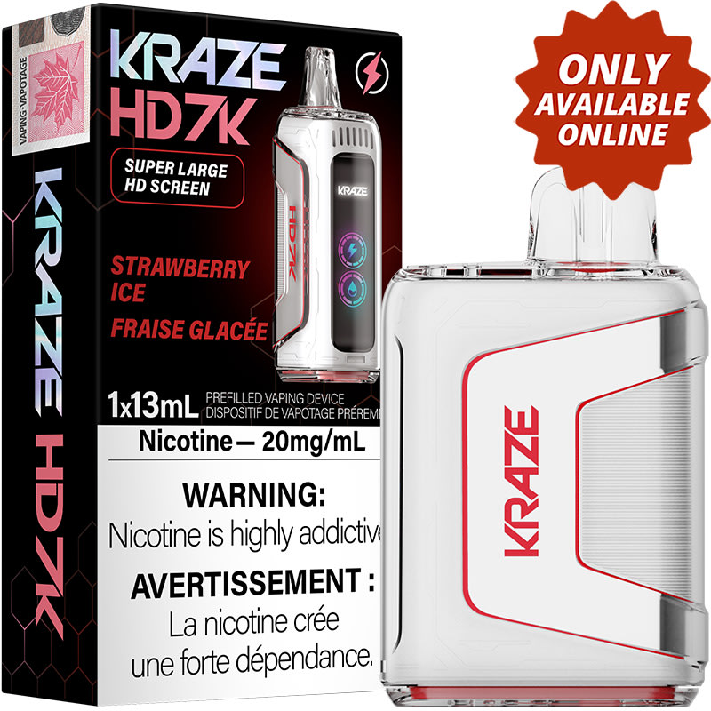 Base Product Image: Kraze HD 7000 Disposable Vape: Strawberry Ice (1pk)