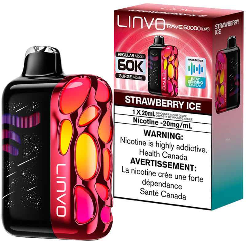 Linvo Rave 60000 Pro Disposable Vape: Strawberry Ice (20mL)