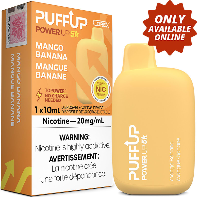 Base Product Image: PuffUP Power Up 5K Disposable Vape: Mango Banana (1pk)