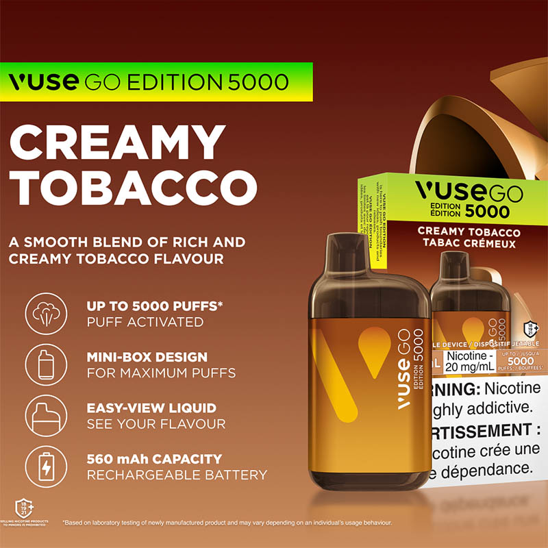 Vuse GO Edition Disposable Vape Creamy Tobacco Pk ML Smoke
