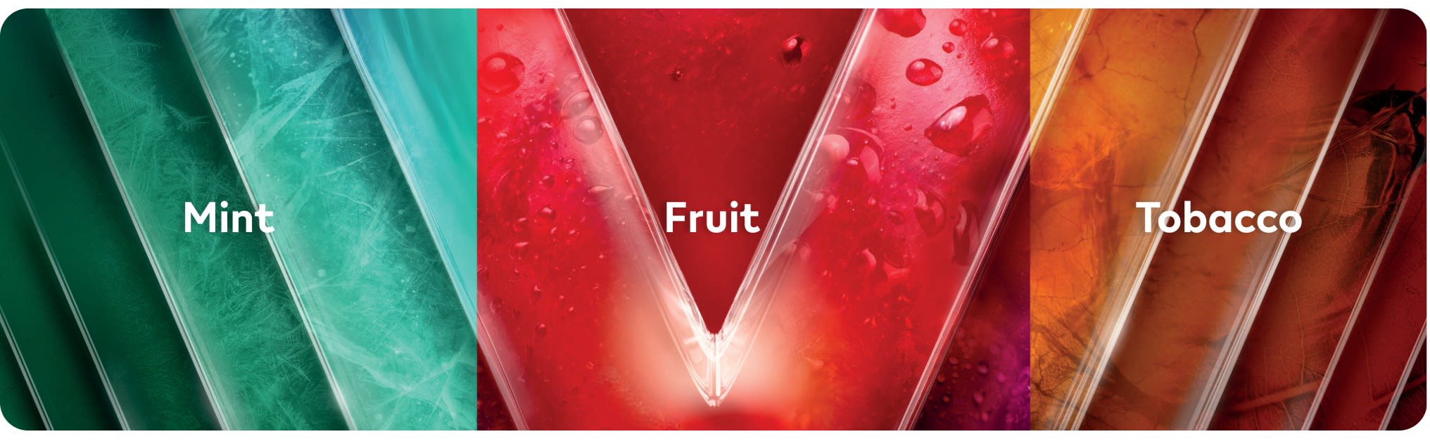 VEEV GRAND flavour families: Mint, Fruit and Tobacco