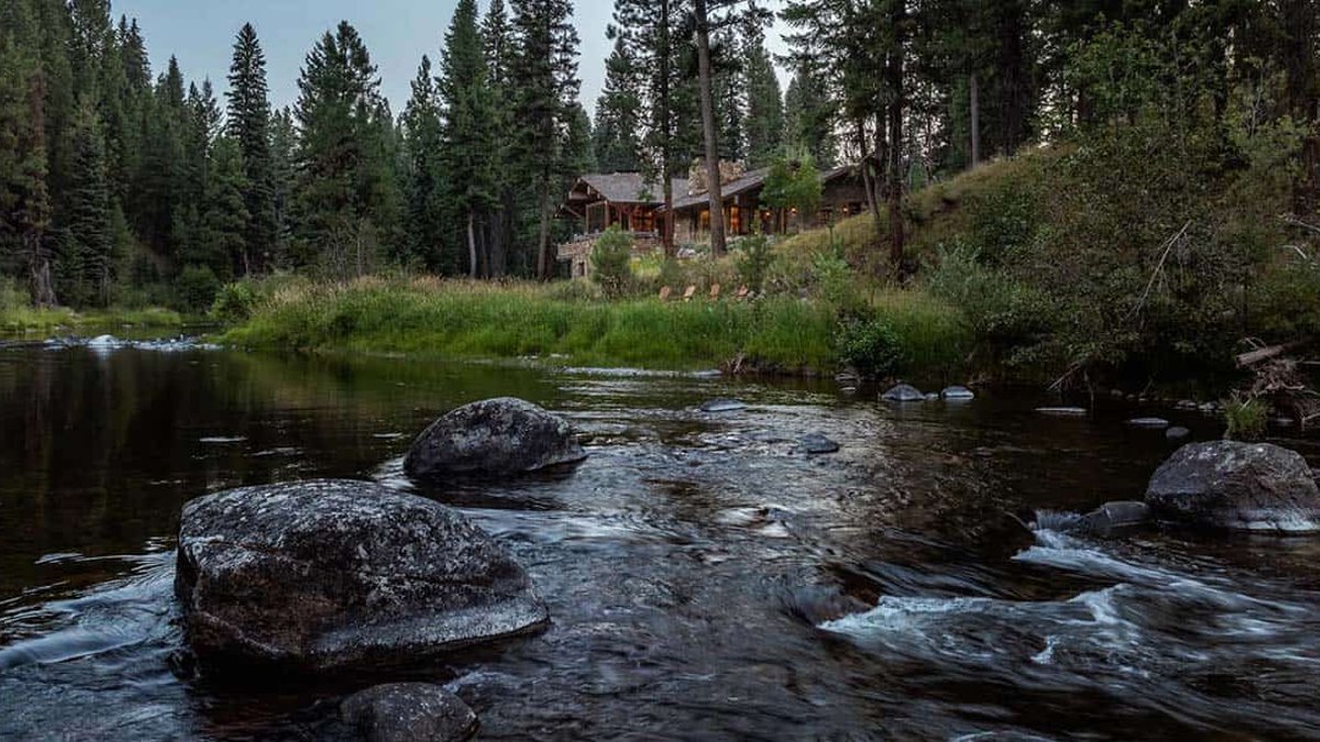 Rustic Yet Refined Log Cabin on Idaho River - log cabin