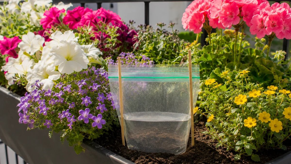 Water Plants with Ziplock Bag Trick - ziplock bag