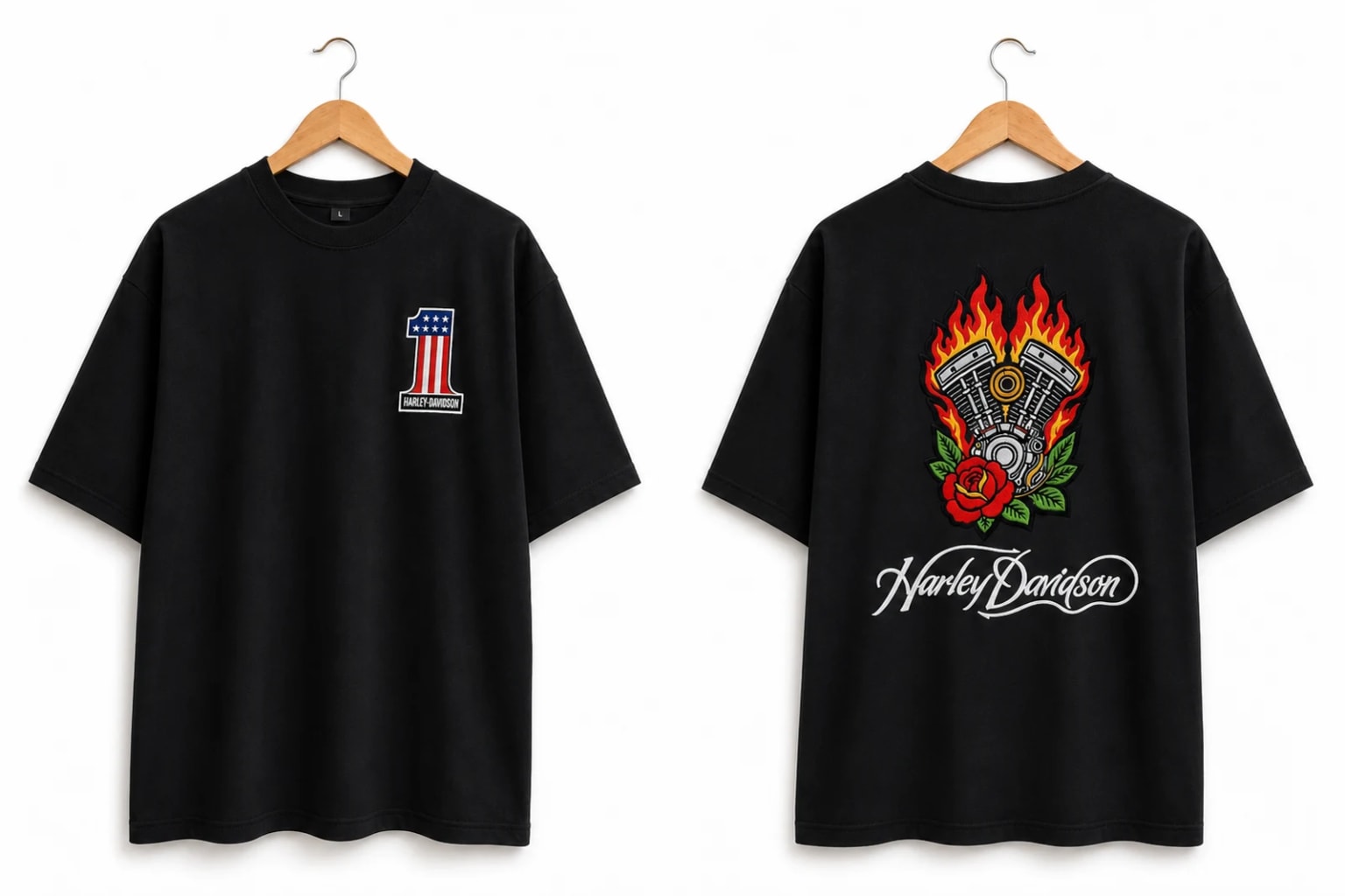 Custom Chest Number One Tee — Black