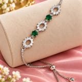 925 Silver GREEN STONE BRACELET – Front View