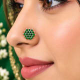 925 Silver 92.5 GREEN NOSE PIN – Model Wear View