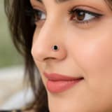 925 Silver 92.5 BLACK STONE SOLITAIRE NOSE PIN – Model Wear View