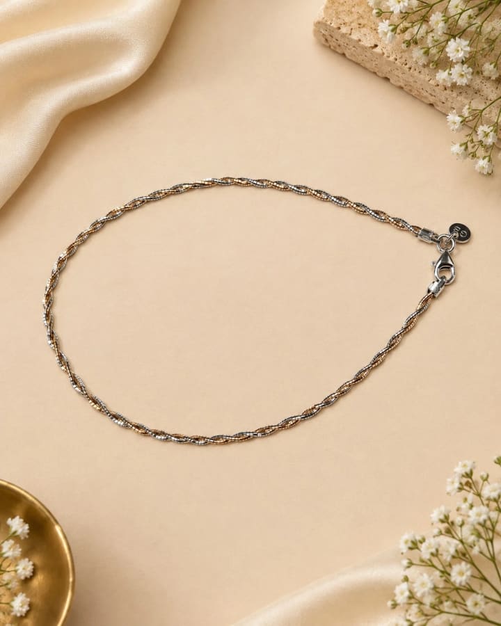 925 ROSE-GOLD SILVER ITALIAN PAYAL – Front View