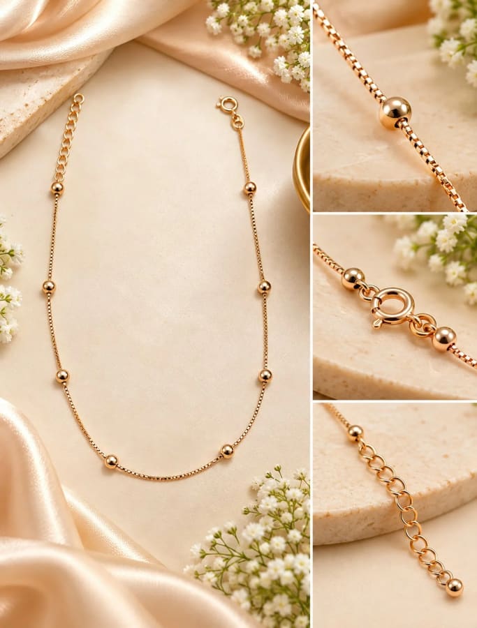925 STERLING SILVER ROSE-GOLD CHAIN – Front View