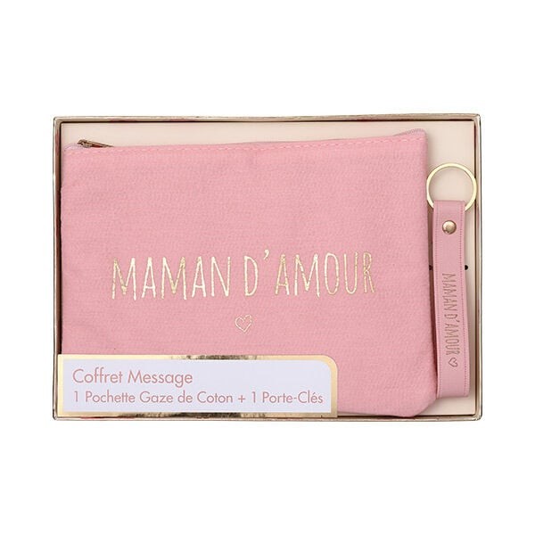 COFFRET POCHETTE GAZE DE COTON + PORTE CLEF MAMAN - PVC 24.99€