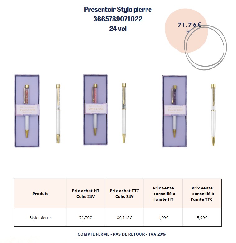 COLIS STYLOS PIERRES NATURELLES 24 VOL (PVC 5.99 €TTC)