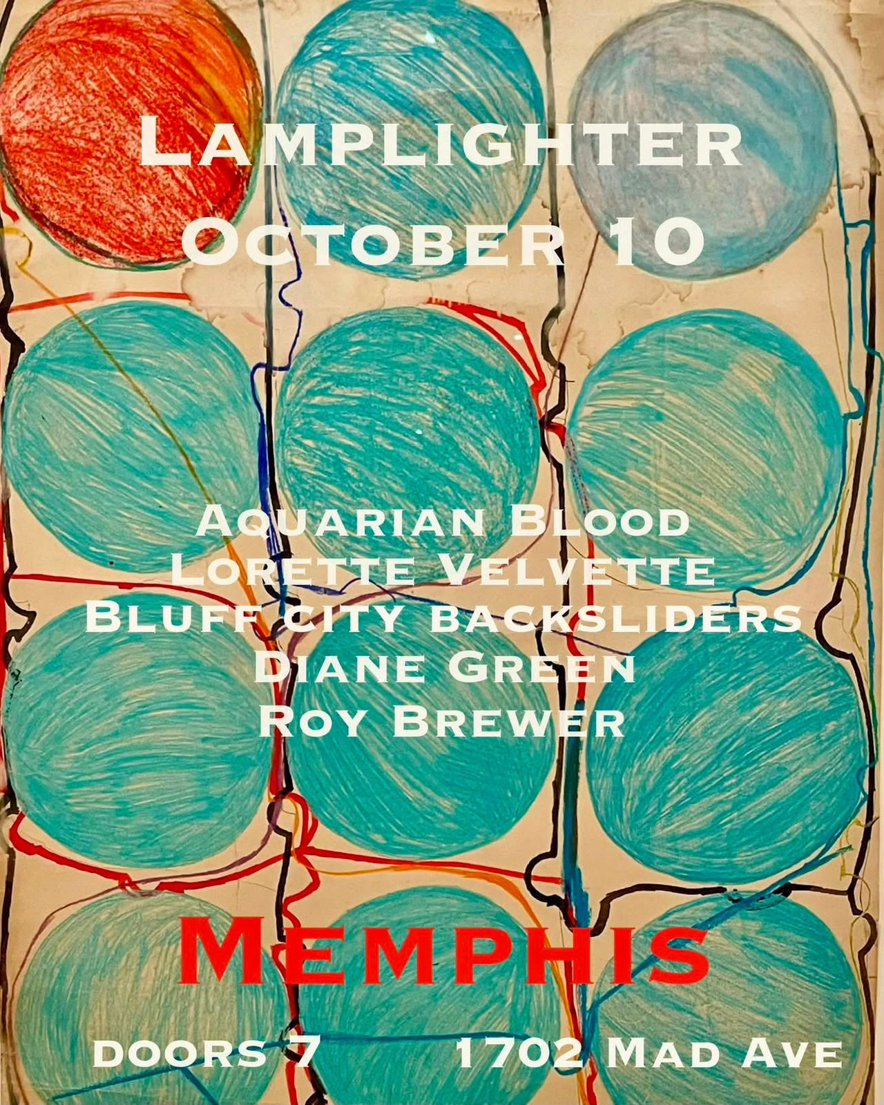 Lorette Velvett, Aquarian blood, Bluff City Backsliders, Diane Greene, and Roy Brewer Oct 10 at Lamp! — Lamplighter Lounge