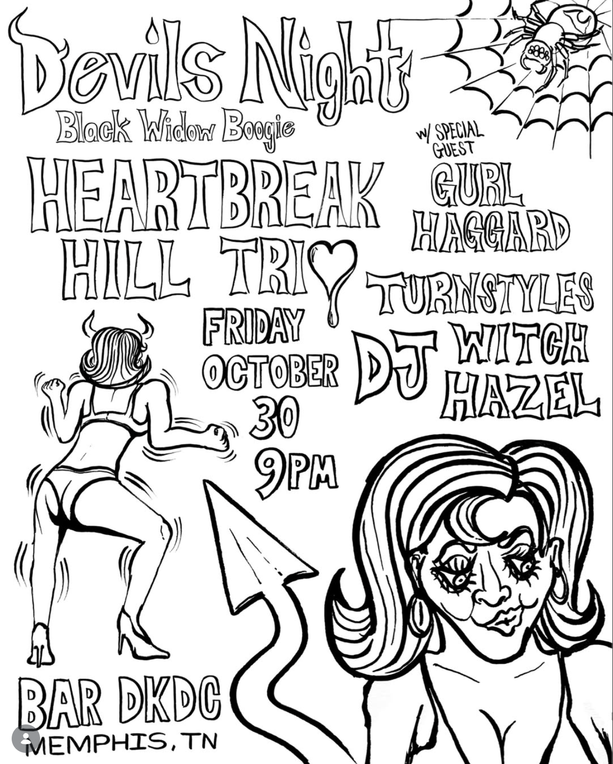 Devils Night: Black Widow Boogie: Heartbreak Hill Trio, Gurl Haggard, Turnstyles, DJ Witch Hazel