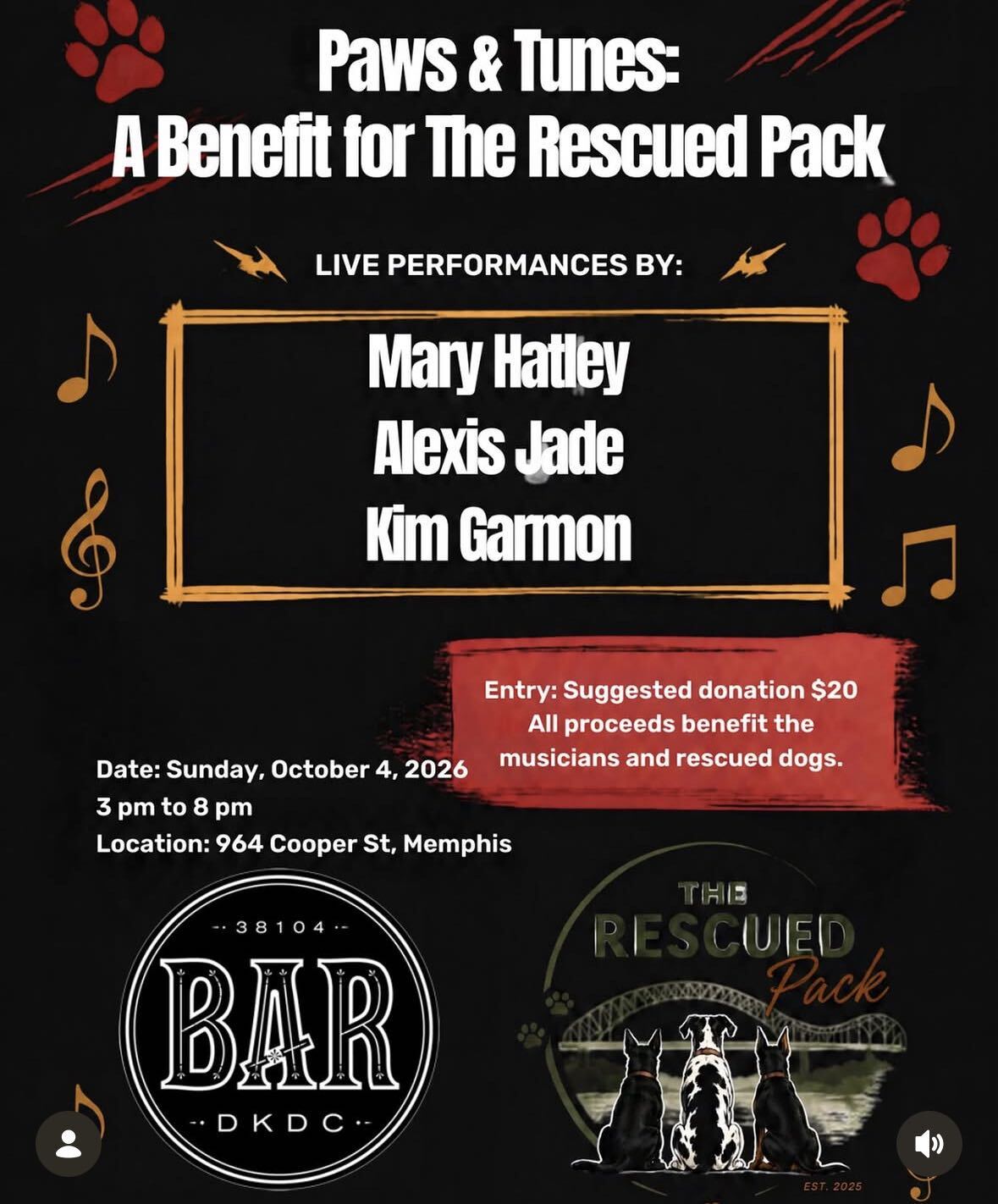 Paws & Tunes: A Benefit for The Rescued Pack: Mary Hatley, Alexis Jade, Kim Garmon