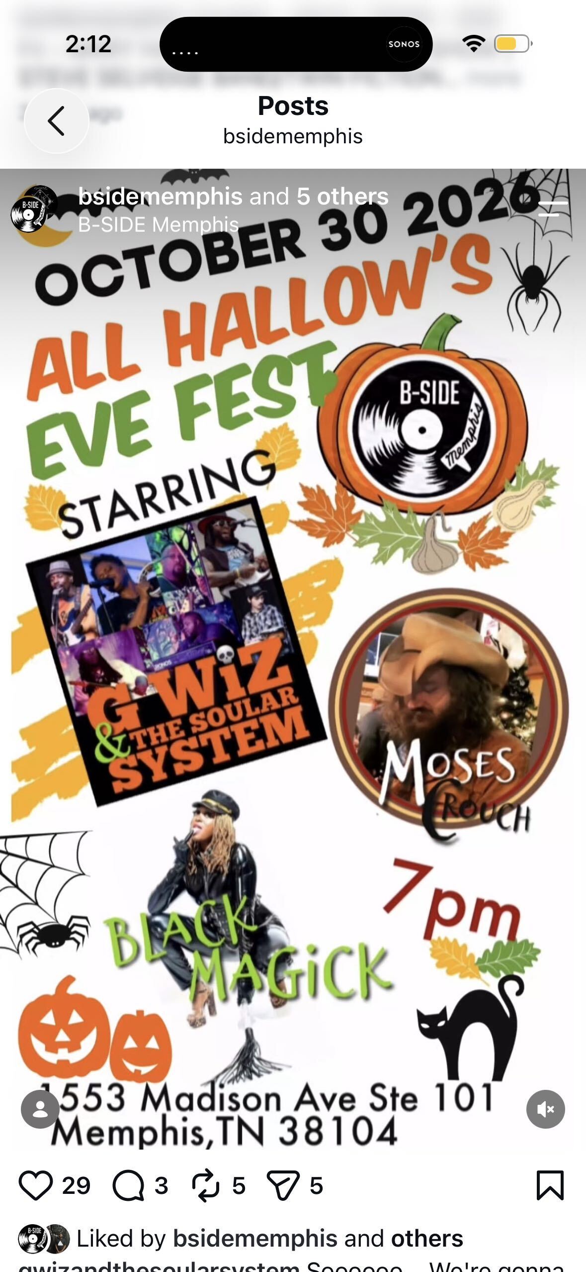 All Hallow's Eve Fest: G Wiz & The Soular System, Moses Crouch, Black Magick