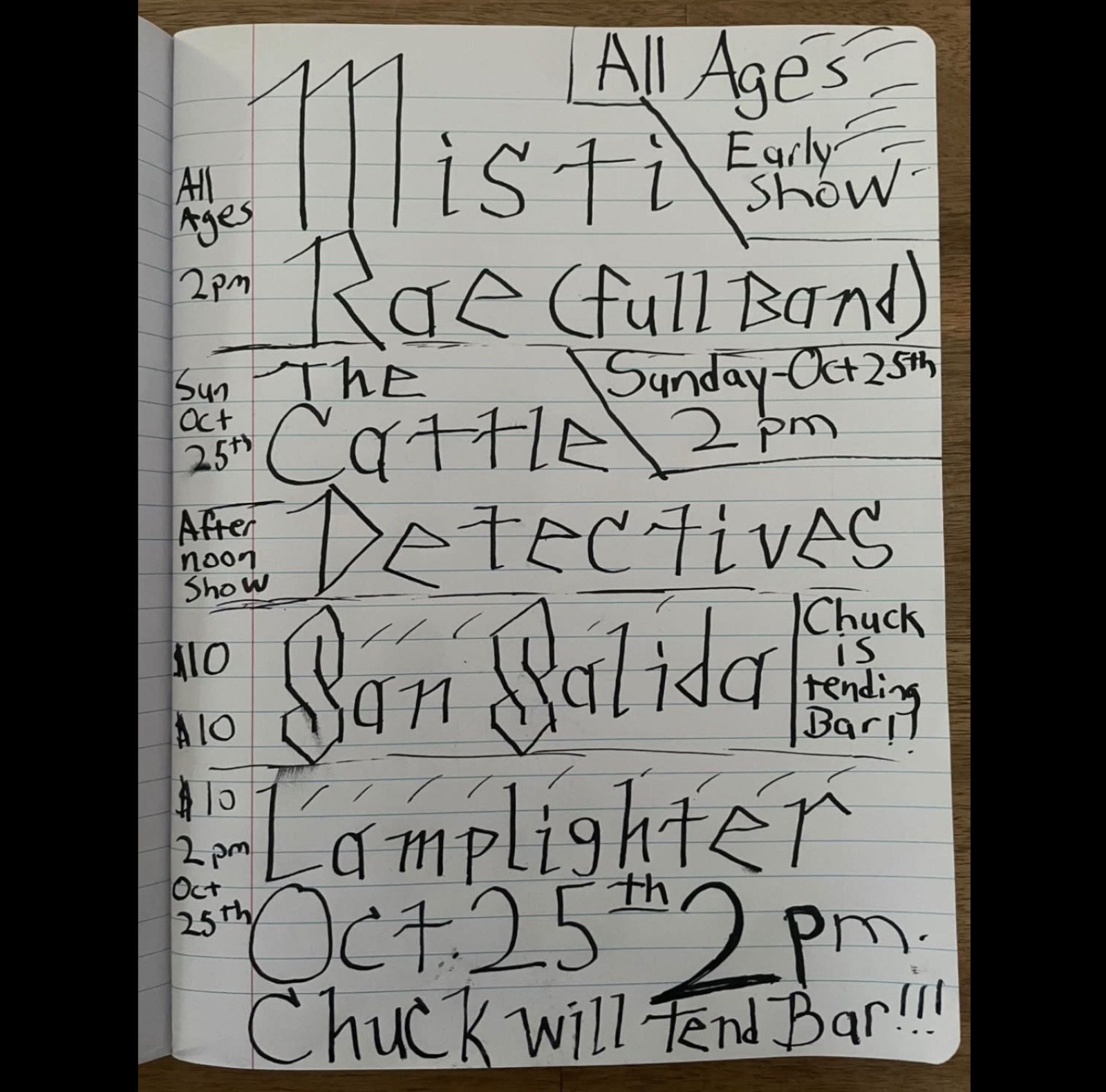Mistix w/ Rae (Full Band), The Cattle Detectives, San Salida