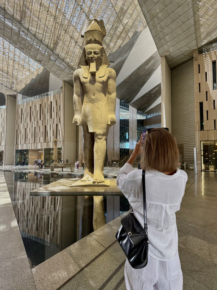 Egyptian antiquities displayed inside a museum