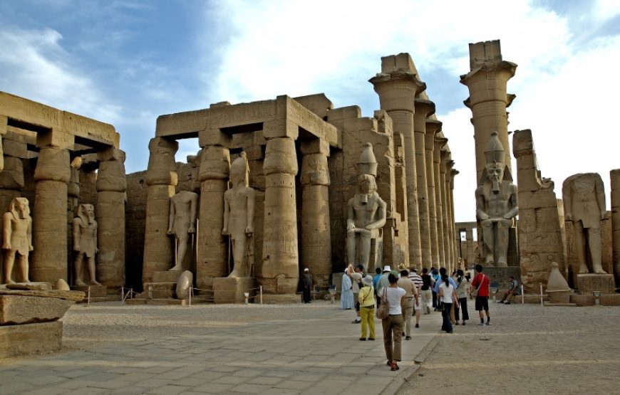 Ancient Egyptian temple architecture, carvings or monumental statues in the Luxor region Ancient Egyptian temple monuments in Luxor