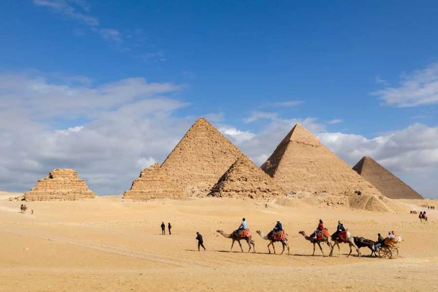 Giza pyramids and Sphinx in the Egyptian desert