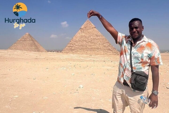 Giza pyramids and Sphinx in the Egyptian desert