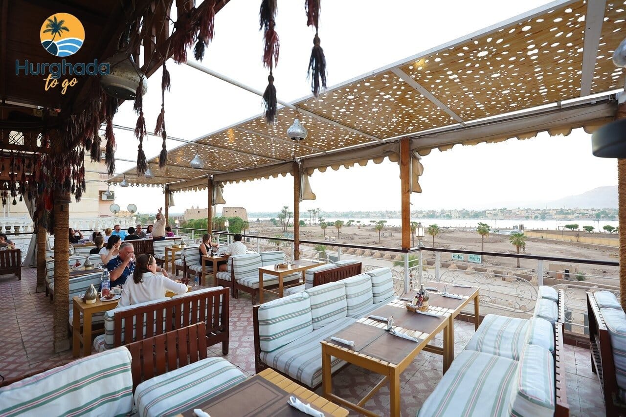Rooftop terrace at an Egyptian hotel