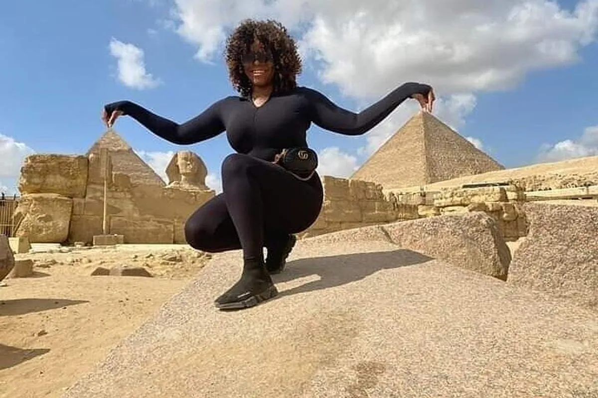 Giza pyramids and Sphinx in the Egyptian desert Giza pyramids and Sphinx in the Egyptian desert